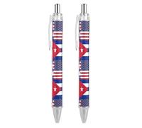 United States of America And Cuba Flag Retractable Ballpoint Pens 0.5mm Fine Black Inks Roller Smooth Writing Office Supplies 2 PCS