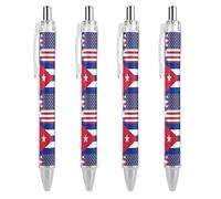 United States of America And Cuba Flag Retractable Ballpoint Pens 0.5mm Fine Black Inks Roller Smooth Writing Office Supplies 4 PCS