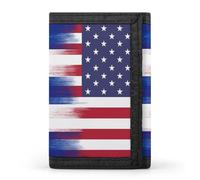 United States of America and Cuba Flag Trifold Men's Wallets with 8 Card Slots & Key Hook Slim Travel Purse Money Clip