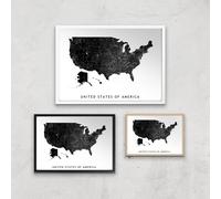United States Of America Dark Map Giclee Art Print - A2 - White Frame