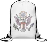 United States Of America Eagle Drawing Gym Sack Casual Drawstring Bag White