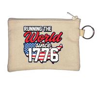 United States of America Running The World Since 1776 Key Chain Coin Purse Beige