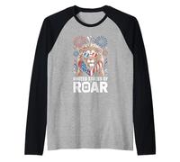 United States of Roar Patriotic Lion Raglan Baseball Tee