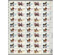 United States Postal Service US Stamp 1970 6c Christmas Antique Toys 50 Stamp Sheet #1415-8