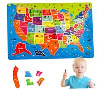 United States Puzzle, 43x28.5cm 45 Pieces Wooden Magnetic USA Map Puzzle for Kids, US Maps Puzzles for Adults Kids