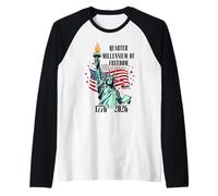 United States Quarter Millennium Freedom Eagle Statue Flag Raglan Baseball Tee