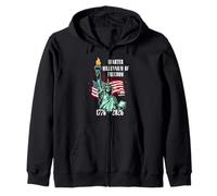 United States Quarter Millennium Freedom Eagle Statue Flag Zip Hoodie
