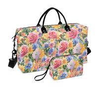 United States Rose Beauty Summer Flowers Colorful Decorative Overnight Carry On Tote and Luggage Sports Gym Tote Bag with Toiletry Bag for Yoga Waterproof bolso de para Mujer