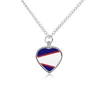 United States Samoa Flag Ashes Necklace Dog Pet Urn Necklace Heart Cremation Jewelry with Fill Kit