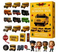 United States School Bus · 2025 Christmas Advent Calendar, 24 Days Christmas Countdown Calendar with 24 Nostalgic School Bus Figurines, Countdown Surprise Gifts for Car Lovers, Collector