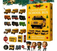 United States School Bus · 2025 Christmas Advent Calendar With 24 Nostalgic School Bus Figurines, 24 Day Countdown and Iconic Character Collectibles, Gifts for Car Lovers, Collector