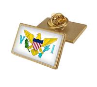 United States Virgin Islands Flag Badge Brooch Pin - Patriotic World Flag Letter Printing Pins Art Novelty Brooch Lapel Pin Charm Jewelry For Women Men Gift Rectangle