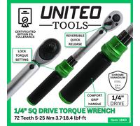 United Tools Torque Wrench Micrometer Style 1/4" Drive 5-25Nm Calibrated