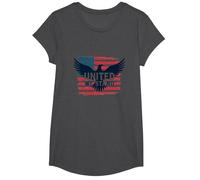 United We Stand American Flag Eagle Patriotic Emblem T-Shirt, Girls, Dark Heather Grey, Medium