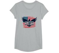 United We Stand American Flag Eagle Patriotic Emblem T-Shirt, Girls, Heather Grey, Large
