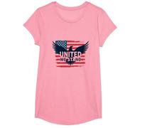 United We Stand American Flag Eagle Patriotic Emblem T-Shirt, Girls, Pink, XS
