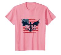 United We Stand American Flag Eagle Patriotic Emblem T-Shirt, Kids, Pink, 6 Years