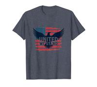 United We Stand American Flag Eagle Patriotic Emblem T-Shirt, Men, Heather Blue, M
