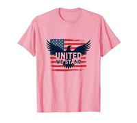 United We Stand American Flag Eagle Patriotic Emblem T-Shirt, Men, Pink, L