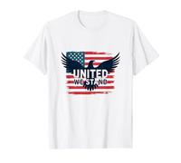United We Stand American Flag Eagle Patriotic Emblem T-Shirt, Men, White, XL
