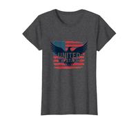 United We Stand American Flag Eagle Patriotic Emblem T-Shirt, Women, Dark Heather Grey, 3XL