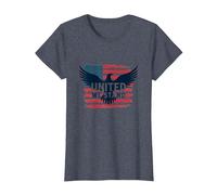United We Stand American Flag Eagle Patriotic Emblem T-Shirt, Women, Heather Blue, S