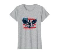 United We Stand American Flag Eagle Patriotic Emblem T-Shirt, Women, Heather Grey, XS
