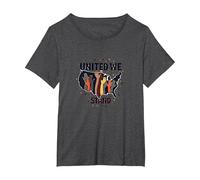 United We Stand: Diverse America Unity T-Shirt, Women's Plus, Dark Heather Grey, 5X