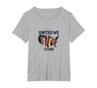 United We Stand: Diverse America Unity T-Shirt, Women's Plus, Heather Grey, 1X