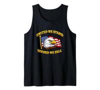 United We Stand Divided We Fall Patriotic America Flag Quote Tank Top