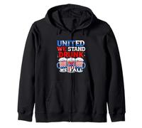 UNITED WE STAND DRUNK WE FALL Patriotic Humor Zip Hoodie