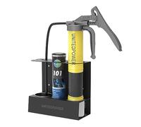 UNITEDPOWER Grease Gun Holder, Wall Mount Grease Gun Storage Rack, Organizer for Workshop, Shop, Garage with Removable Drip Cups & Spare Cartridge Holder