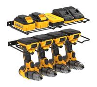 UNITEDPOWER Wall Mounted Drill Rack & Tool Shelf, Power Tool Organizer Holder, Heavy Duty Utility Storage Rack for Cordless, Battery Powered Hand Tools, Workshop, Shed, Garage