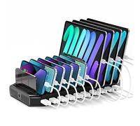 Unitek 10 Ports Charging Station for Multiple Devices, 96W USB Charger Station with Multi-port USB Fast Charging Stand for Tablets, and Other Electronics