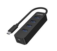 UNITEK Active Hub 10 W with integrated 15 cm cable with USB-C plug ports 4 x USB-3.1 and 1 x USB-C 5V2A instant data transfer of up to 5 Gbps and secure charging plug and play