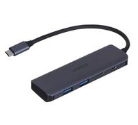 UNITEK Aluminium 4-in-1 USB 3.2 Gen1 Data Transfer 5Gbps Integrated Cable 15 cm with USB-C Connector 4 Ports 2 x USB-C 2 x USB-A Plug and Play Colour Space Grey Recommended for Macbooks