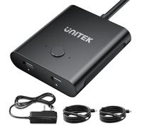 Unitek Bi-Directional USB C Switcher 1 in 2 Out/2 in 1 Out Switch Selector 2 Computers Share 1 Devices Video Source Switch 8K@60Hz Video 10Gbps Data Transfer USB-C Power Adapter Included Black