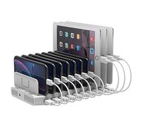 Unitek Charging Station for Multiple Devices, USB Charging Dock with Adjustable Dividers, QC 3.0 and SmartIC, iPhone, iPad, Tablet Organizer Stand-(UL Certified)