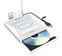 UNITEK External CD DVD Drive, USB C CD ROM Burner with SD Card Reader