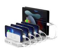 Unitek Multi Charging Station, 10-Port USB Charger for Multiple Device with SmartIC Tech and Adjustable Dividers, Organizer Stand Compatible with iPad, Tablet, Kindle, iPhone