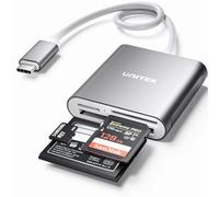 UNITEK USB C SD Card Reader, Aluminum 3-Slot USB 3.0 Type-C Flash Memory Card Reader for USB C Device, Supports SanDisk Compact Flash Memory Card and Lexar Professional CompactFlash Card - Grey