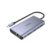UNITEK USB HUB 8-w-1 USB-C 3.1; HDMI; VGA; RJ45; SD; PD 100W; D1019B