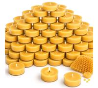 Uniteland 60-Pack Beeswax Tealight Candles, 2-Hour 100% Pure Natural Beeswax Candles for Home, Organic Tea Lights for Essential Oil Burners, Meditation, Party,Smokeless,Non Toxic,Yellow