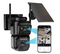 Uniter 4K Dual Lens Solar Security Camera Wireless Outdoor, 5G/2.4G WiFi 6, Panoramic & Tracking Cam 2 in 1 for Home Security with Color Night Vision/PIR Motion Alarm/Human Tracking/PTZ/2-Way Audio