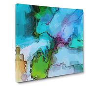 Uniting Inks in Abstract Modern Canvas Wall Art Print Ready to Hang, Framed Picture for Living Room Bedroom Home Office Décor, 14x14 Inch (35x35 cm)