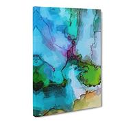 Uniting Inks In Abstract Modern Canvas Wall Art Print Ready to Hang, Framed Picture for Living Room Bedroom Home Office Décor, 20x14 Inch (50x35 cm)