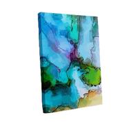 Uniting Inks In Abstract Modern Canvas Wall Art Print Ready to Hang, Framed Picture for Living Room Bedroom Home Office Décor, 50x35 cm (20x14 Inch)