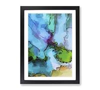 Uniting Inks In Abstract Modern Framed Wall Art Print, Ready to Hang Picture for Living Room Bedroom Home Office Décor, Black A3 (34 x 46 cm)