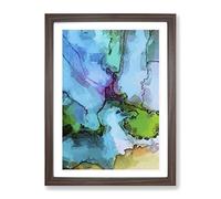 Uniting Inks In Abstract Modern Framed Wall Art Print, Ready to Hang Picture for Living Room Bedroom Home Office Décor, Walnut A3 (34 x 46 cm)