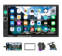UNITOPSCI Double Din Car Stereo 7 Inch Touch Screen Car Audio Radio with Bluetooth Audio Hands-Free Calls Backup Camera FM Radio Receiver Car MP5 Player Support Mirror Link AUX-in USB TF Input